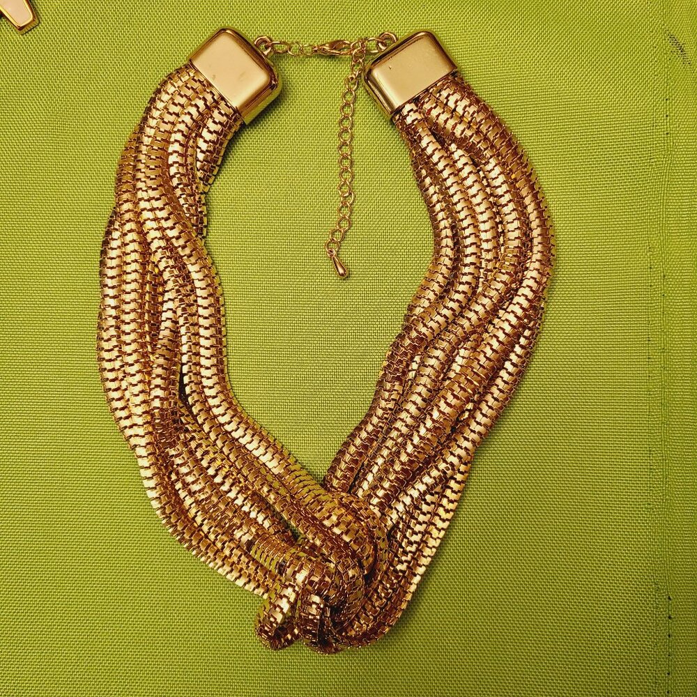 Vintage Gold Tone Snake Link Necklace